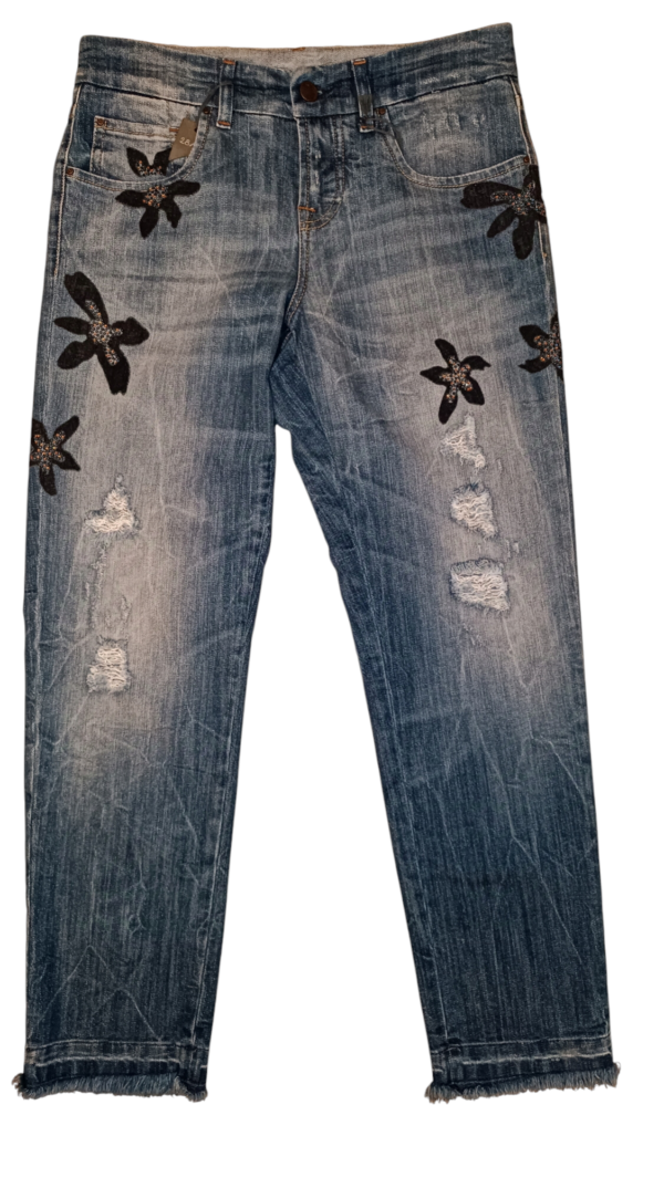 Pantalón Vaquero Boyfriend con bordados. - Imagen 3