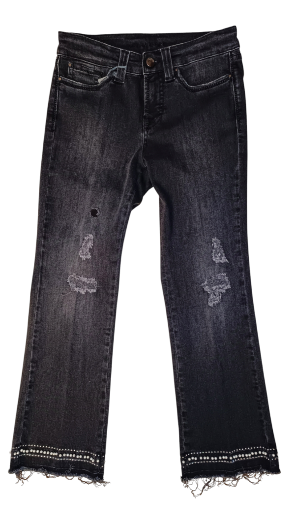 Pantalón vaquero cropped perlas - Imagen 5