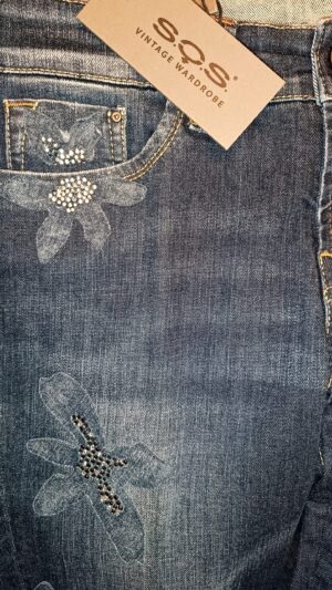 pantalón azul vaquero bordado