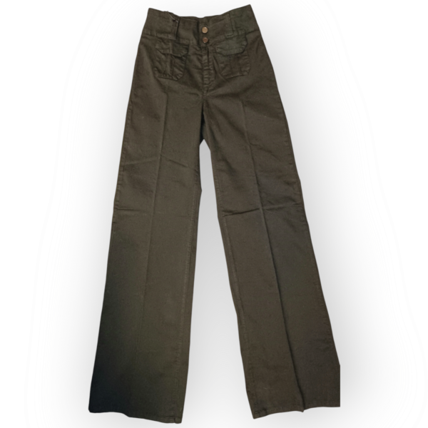 pantalón, cintura, alta, verde.