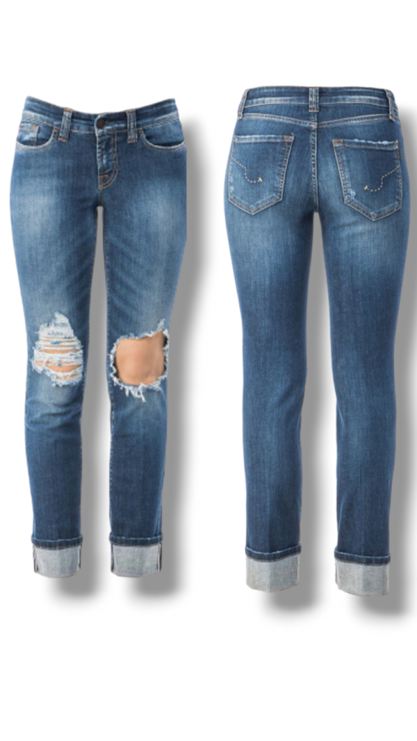 pantalon vaquero azul con rotos y tejido desgastado sos jeans spazio styla