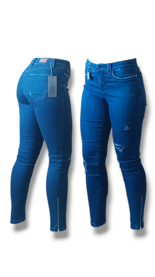 Pantalón Vaquero Skinny Distressed con Cremalleras - Imagen 2