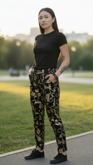 pantalón.mujer.barroco.dorado.jq.jeans.spazio.styla